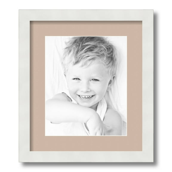 ArtToFrames 12.5x15 Matted Picture Frame with 8.5x11 Single Mat Photo Opening Framed in 1.25 Satin White Frame and 2 Grey Beige Mat (FWM-3966-12.5x15)