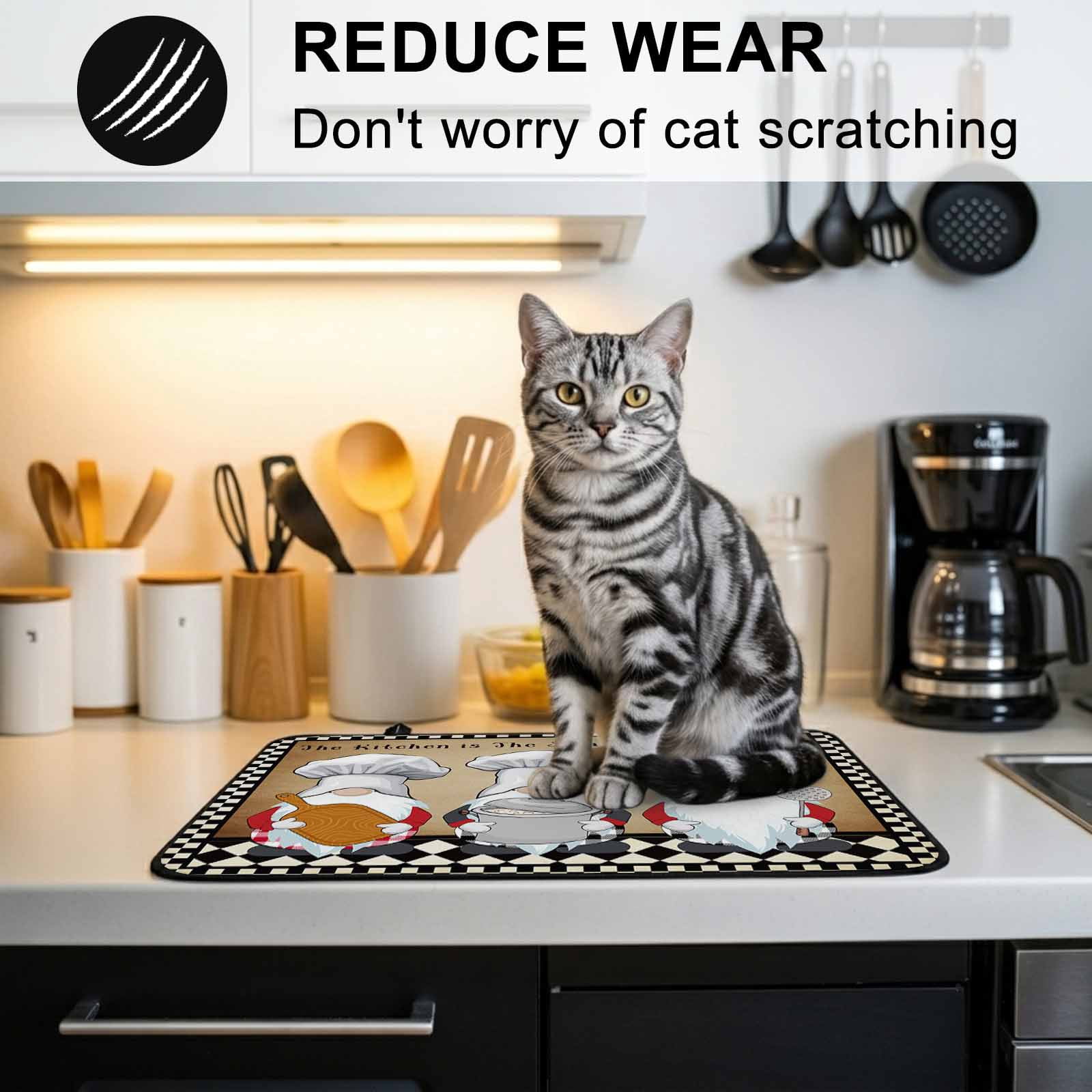 Farmhouse Chef Gnomes Stove Top Cover for Electric Stove, Heat-proof & Non Slip Glass Top Stove Cover Protector, Vintage Black White Plaid Kitchen Flat Cooktop Rubber Mat 31x24 Inches