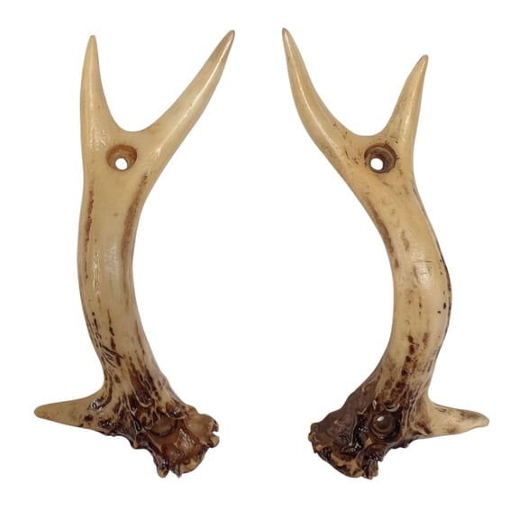 Rustic Antler Pulls (Set of 2) 6 inch Long in a Pair for Cabinet Drawer Door - Cabin Lodge Décor