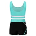 thumbnail image 2 of Xnihocha Kids Girls Gymnastic Ballet Dance Outfits Sleeveless Crop Tops and Booty Shorts Tracksuits Blue Green 12, 2 of 7