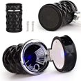 thumbnail image 3 of Cenicero portátil lavable con luz LED para coche, con poca luz, para guardar accesorios de coche con soporte (paquete de 1 pieza en color negro), 3 of 4