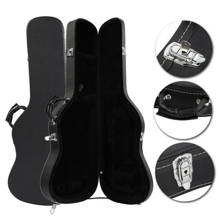 Hardshell Guitar Case Glarry Straight Flange Portable Guitar Case Flat Surface ST Electric Guitar Hard Shell Case Black ()