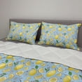 thumbnail image 2 of Lemons Comforter & Sham Bedding Set, Colorful Citrus Floral Leaves Blossoms Pattern, 3 pcs Duvet Set Microfiber Filling Quilt, 5 Sizes, Pale Blue Pale Yellow, by Ambesonne, 2 of 4