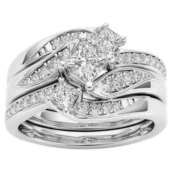 Penkiiy Sterling Silver Rings Womens Diamond Engagement Wedding Bands Jewelry Gift Cubic Zirconia Shiny Statement Rings