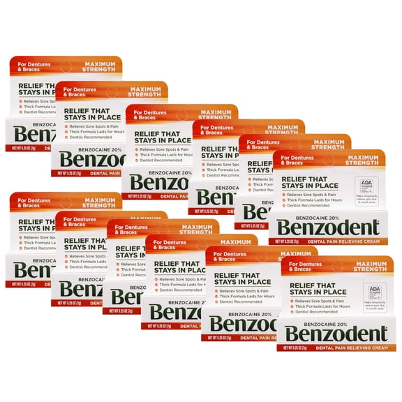 Benzodent Denture Cream .25 Oz, Pack of 12