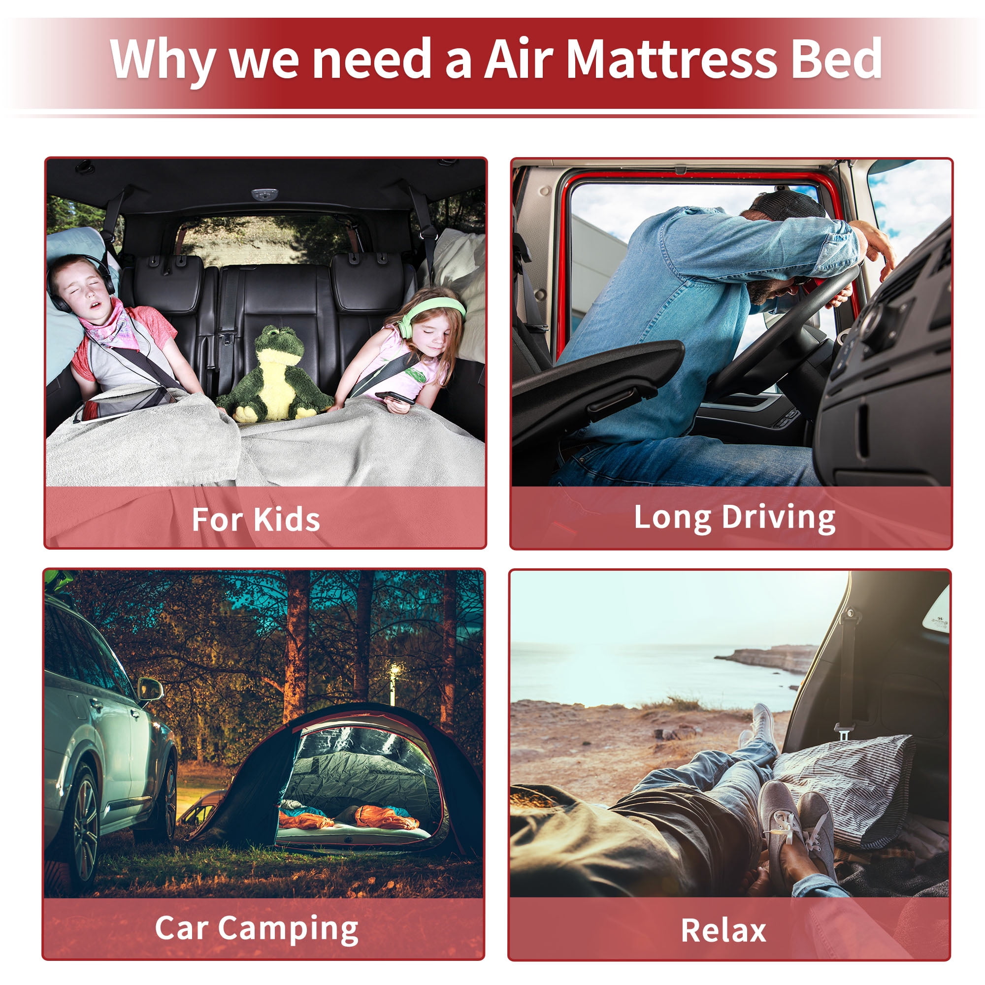 Unique Bargains Split Piers Long Leg Pier Air Pillows Repair Pads Air Pump Car Air Mattress Flocking Black Inflatable Thickened Camping Bed Flocking Mattress