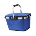 thumbnail image 3 of Cesta de picnic de mano, bolsa aislante, multifunción, plegable, práctica cesta de compras para acampar, barbacoas, viajes, picnics, senderismo Azul, 3 of 8