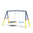 thumbnail image 5 of Swing Set for Backyard, 330lbs Swing Set with Heavy-Duty A-Frame Metal Outdoor Swing Stand, 1 Saucer Swing Seat & 1 Belt Swings Seat, 5 of 10