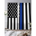 thumbnail image 4 of Blue American Flag Sheer Curtains 84 Inch Length 2 Panels Set, Semi Transparent Voile Rod Pocket Curtains for Living Dining Room Bedroom Drapes Black White Striped US Flag Stars, 4 of 6