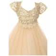 thumbnail image 3 of Little Girls Lace Top Tulle Bolero Party Pageant Holiday Gown Flower Girl Dress Gold 6 (C17B13), 3 of 4