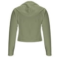 thumbnail image 4 of SMihono Women's Long Sleeves Y2k Hoodie Crop Zip Up Ribber Knit Jacket Tops Slim Fit Sweatshirt with Pockets Army Green S, 4 of 7
