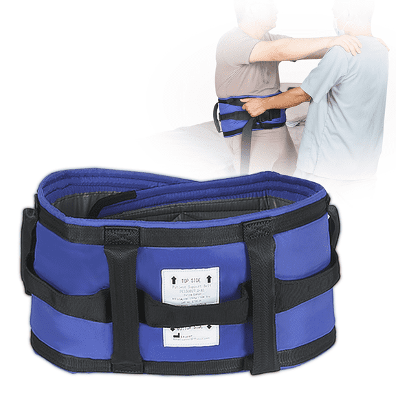 Ehucon Gait Belt Transfer Belt for Seniors and Elderly, Patient Transfer & Standing Assist Mobility Aid with 7 Handles, Adjustable Nylon, 330 lb (Blue , 61 in)