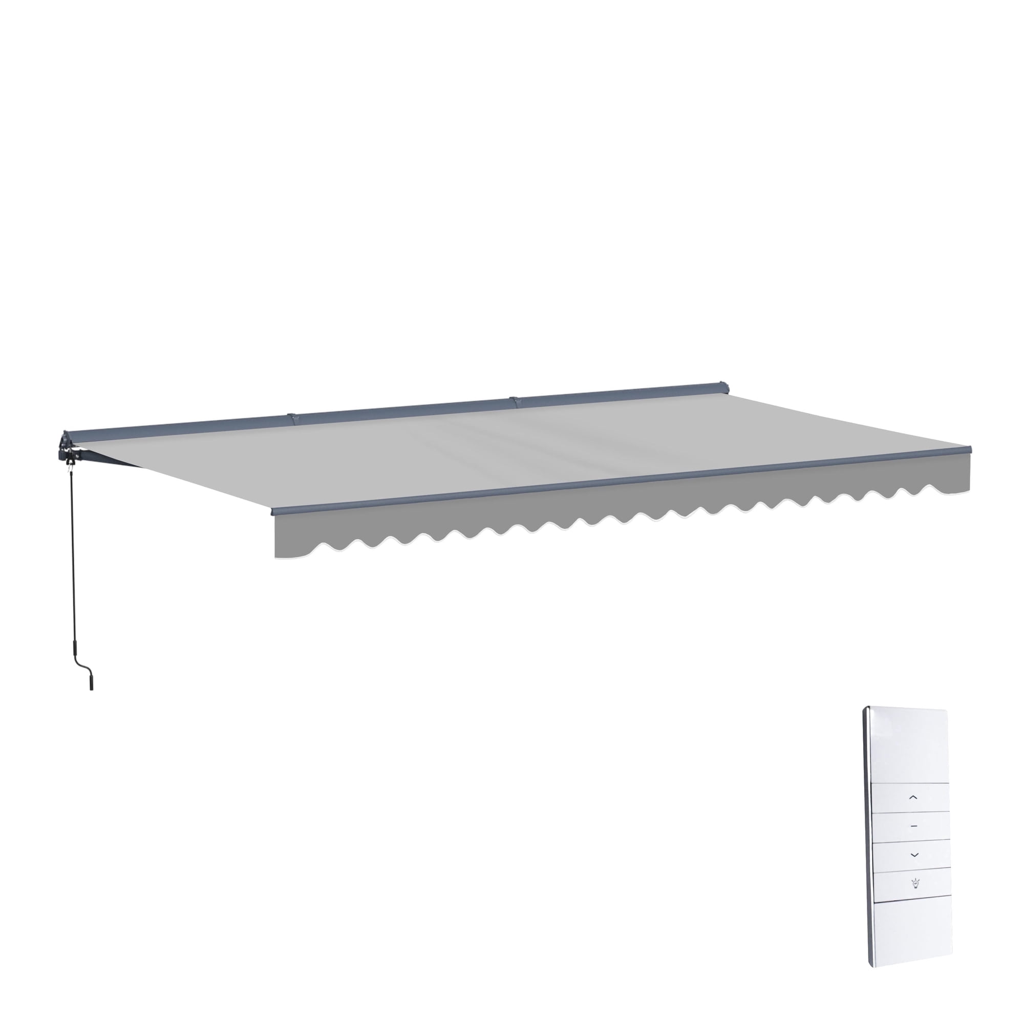 Semi-Cassette Motorized LED Luxury Patio Awning - 16 x 10 Ft - Silver Gray - Moroccan Collection