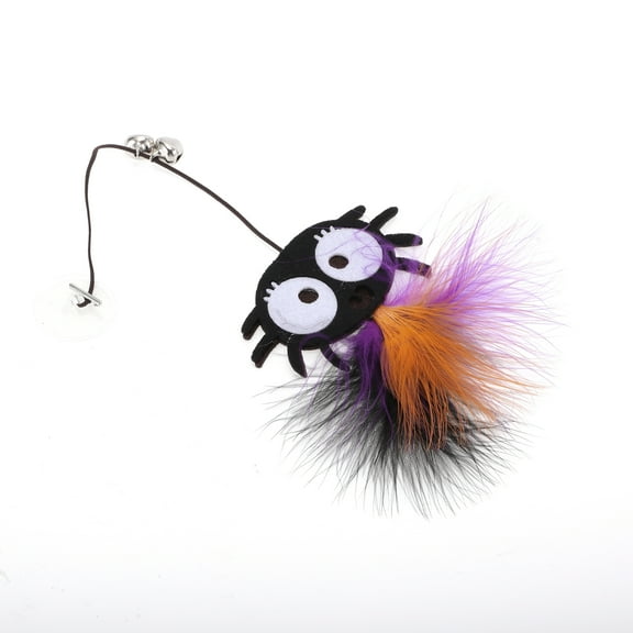 Unique Bargains 1Pc Portable Spider Pattern Cat Playing Rod Replacement for Indoor Orange Black Plastic