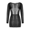 thumbnail image 5 of Women knitted Ripped Mini Dress Long Sleeve Backless Hollow Out Solid Color O-Neck Destroyed Design Wild Fashion Sexy Dress, 5 of 6