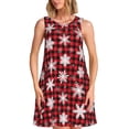 thumbnail image 1 of Fotbe Snowflake red plaid Vestido de Verano sin Mangas para Mujer – Vestido Midi Línea A, Estilo Camiseta Floral, Vestido Playero Casual y Fluido, 1 of 7