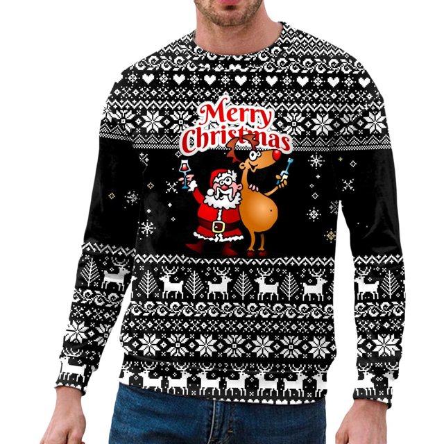 NLLSHGJ Chandails à Capuche Vintage pour Hommes Automne et Hiver Tendance Décontractée de Noël Imprimé Chandail Col Rond Chandail à Capuche Col Rond Chandail en Molleton Hommes Graphique Vintage Chandails à Capuche Graphiques pour Hommes Voitures