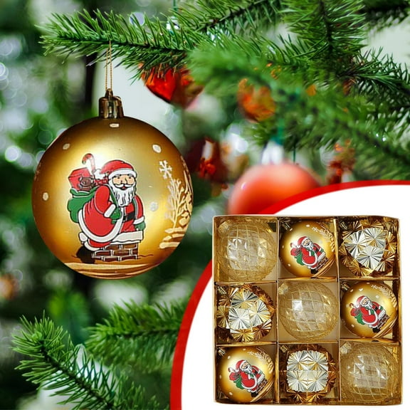 Nkmbld 9Pcs Christmas Ball Ornaments Set Birthday Decoration Boutique PET Painted Plastic Christmas Balls Set Christmas Tree Decoration