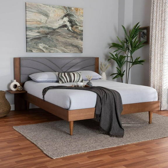 Baxton Studio Hemera Mid-Century Platform bed, King, Walnut Brown