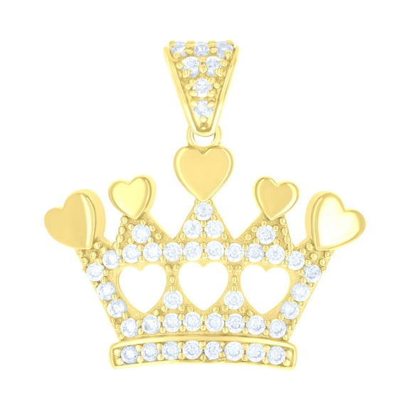 10kt Yellow Gold Womens Cubic-Zirconia Crown Fashion Charm Pendant