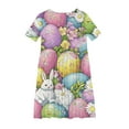 thumbnail image 5 of AUNVITO 2025 Easter Children Clothing Girls Middle-aged Children Short Sleeved Round Neck Dresses Children's Practice Clothes Dance Dresses, 5 of 5