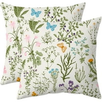 Outdoor Plant Throw Pillow Covers 18x18 Inch Green Vintage Botanical Pillow Case Farmhouse Leaves Floral Couch Cushion Cover Waterproof Pillowcases Decorative for Bed Sofa Patio
