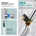 thumbnail image 5 of Wowow 3 Modes Single Handle Pull Down Sprayer Kitchen Faucet with Soap Dispenser in Brushed Nickel, 5 of 9