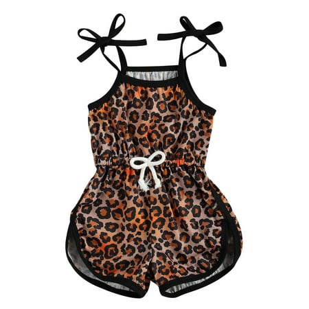 

Canrulo Infant Toddler Kid Baby Girls Leopard Printed Sleeveless Elastic Waist Romper Leopard Print 18-24 Months
