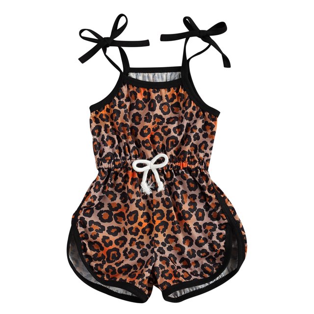 Xingqing Barboteuse Sans Manches à Taille Élastique pour Bébé Fille, Nourrisson, Tout-Petit, Imprimé Léopard