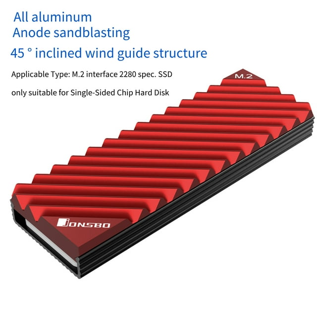 M2-3 M.2 SSD HeatSink M2 2280 NVMe Hard Disk Aluminum Radiator Heat Sink with Thermal Pad for SSD M.2 Desktop PC Thermal M.2-3 Red