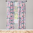 thumbnail image 3 of Ambesonne Floral Curtains, Flowers Watercolor Circles, Pair of 28"x95", Forest Green Pastel Pink, 3 of 5