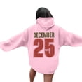 thumbnail image 3 of Women's Christmas Letter Hooded Sweatshirt, Merry and Bright Design, Comfortable Long Sleeve Pullover for Women, Festive Holiday Wear,Pink,M, 3 of 4