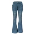 thumbnail image 6 of Women's Pants with Pockets,Women's High Waisted Jeans Wide Leg Button Fly Bell Bottoms Flared Solid Color Denim Pants, 6 of 9