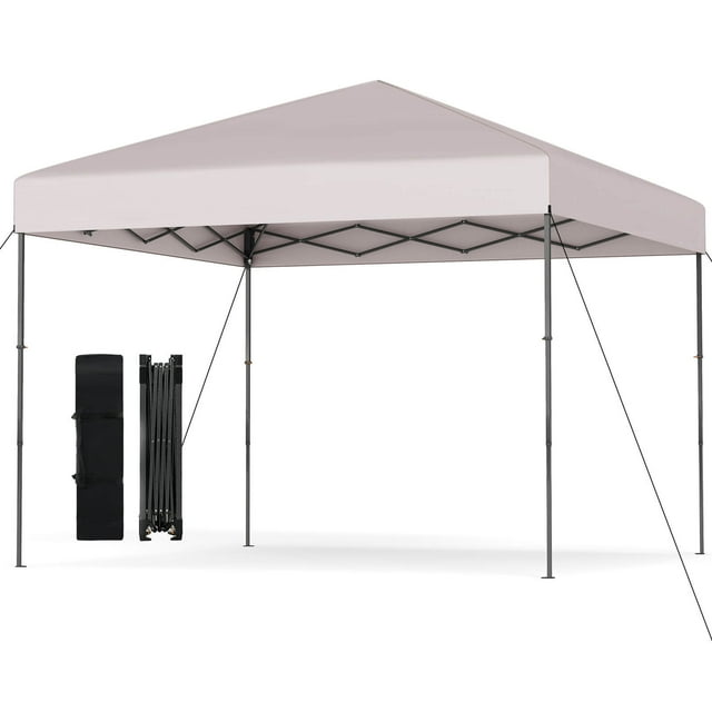 Costway 10 X 10 FT Pop up Canopy Tent with Portable Carrying Bag 8 Stakes 4 Wind Ropes