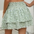 thumbnail image 4 of EINCcm Women's High Waist Ruffle Flowy Mini Skirts Stretchy Waist Floral Lined Layered Pleated Casual Beach Short Skirt, 4 of 8