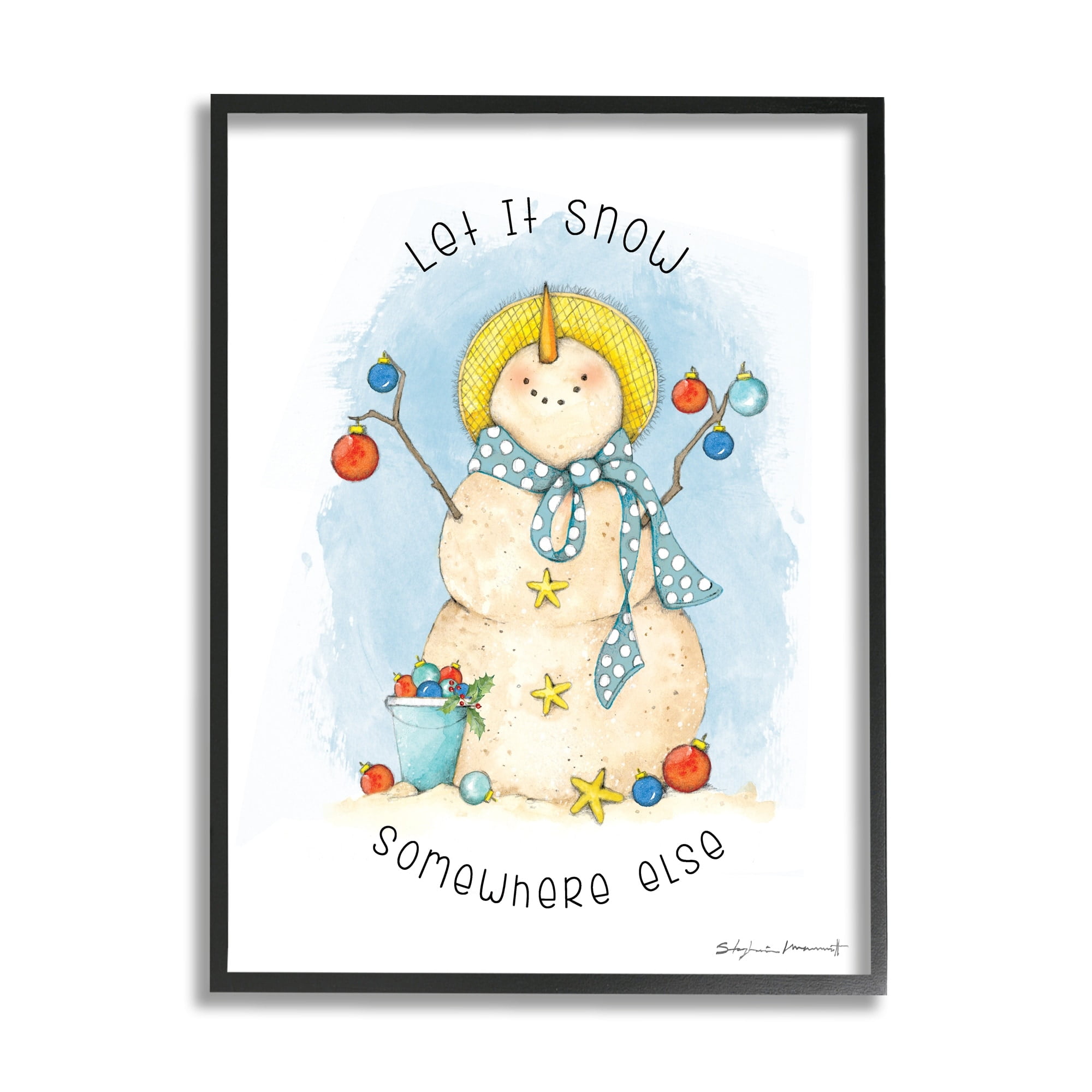 Stupell Industries Snow Somewhere Else Nautical Winter Snowman Bold Ornaments, 24 x 30, Design by Stephanie Workman Marrott