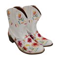 thumbnail image 1 of Botas de montar de vaquero bordadas a la moda para mujer, botas cortas de tubo medio de tacón medio cálidas informales, zapatos Wmkox8yii sdhk353, 1 of 8
