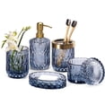 thumbnail image 1 of Juego de accesorios de baño EMPO 6 piezas de vidrio transparente (azul), 1 of 9