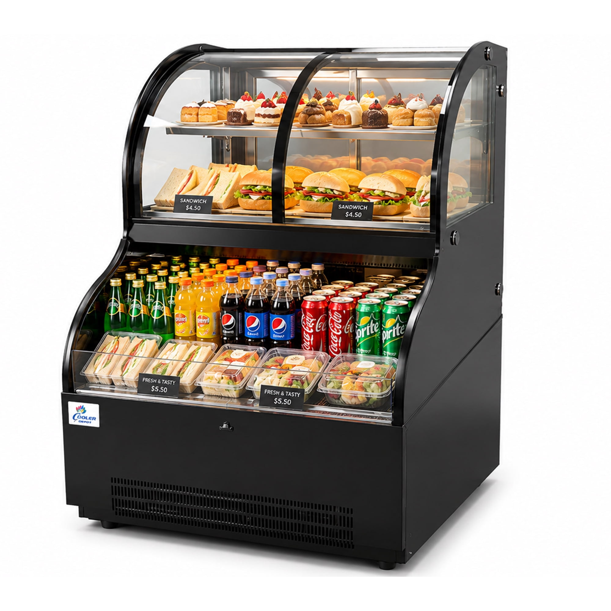48 Inch Commercial Open Air Display Refrigerator Grab and Go Merchandiser Cooler ETL NSF Certified Black