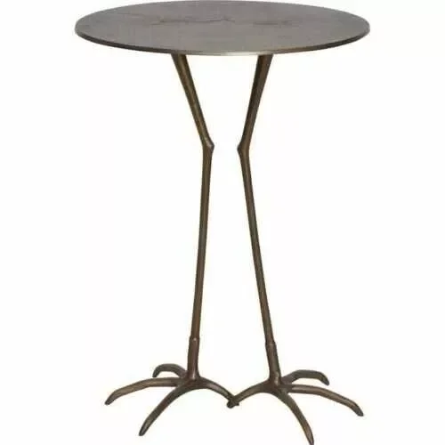 Black Antiqued Heron Leg Drink Side Table Animal Round Modern Unique Table