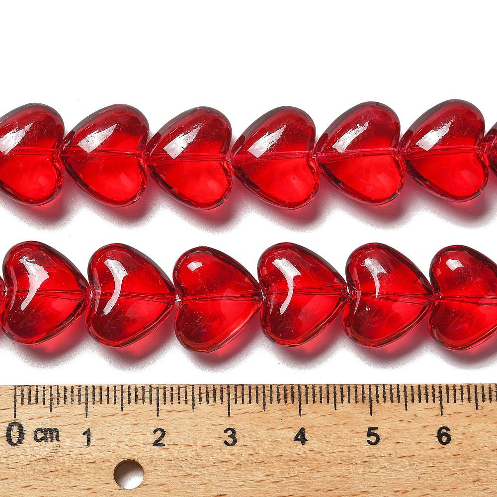 10Strand Electroplate Glass Beads Strands Heart Red 12.2x15x8mm Hole: 1mm about 50pcs/strand 23.62''(60cm)