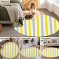 thumbnail image 6 of Yellow Stripe Round Area Rug 3 FT, Small Kitchen Bathroom Mat, Geometric Grey White Vertical Striped Washable Indoor Outdoor Throw Runner Carpet Non-Shedding Doormat for Table Shower Sofa Entryway, 6 of 9