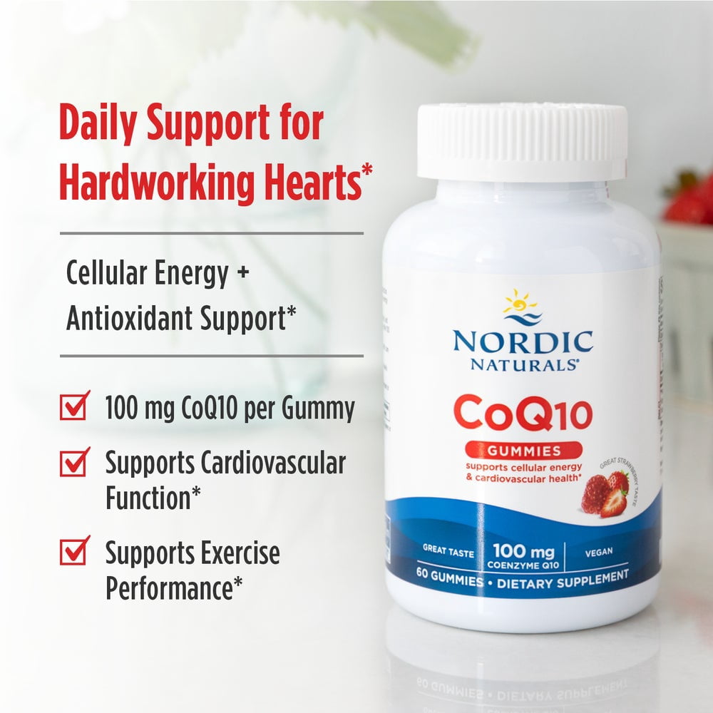 Nordic Naturals CoQ10 Gummies, 100 Mg, Great Taste, Non-GMO, Vegan, 60 Ct
