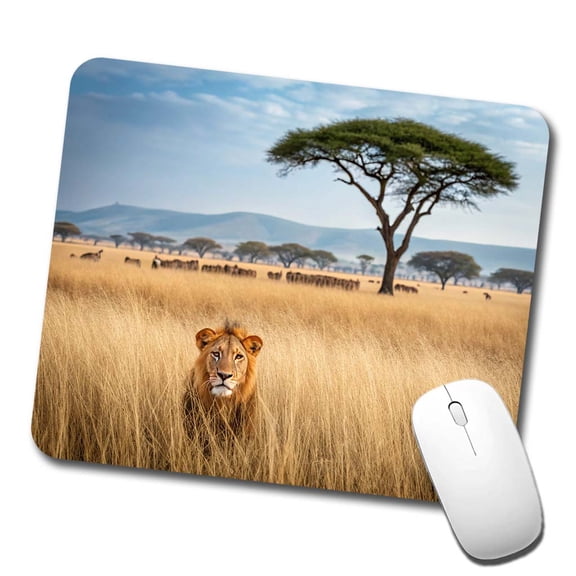 African Safari Lion Mouse Pad Low Profile Gaming Mat