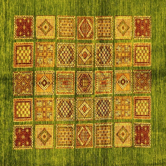 Ahgly Company Indoor Square Abstract Yellow Modern Area Rugs, 4' Square