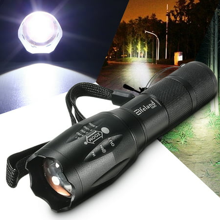 Elfeland Super Bright 5000 Lumens 8W T6 LED Zoomable Flashlight Torch Lantern + 18650 Rechargeable Battery For Camping