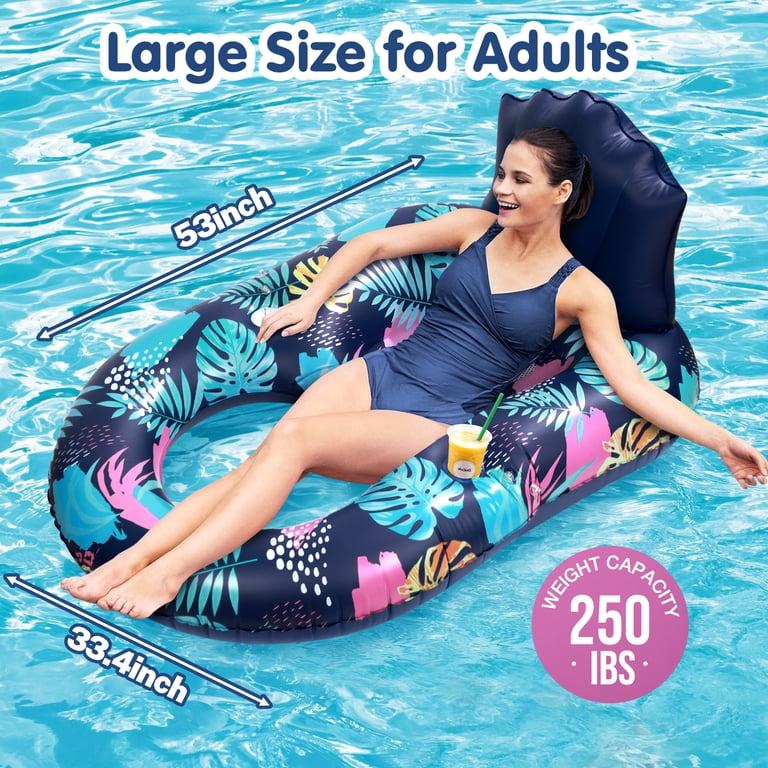 Livhil Adult Pool Float Lounger XL with Headrest, Removable Canopy