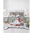 thumbnail image 2 of Quilt King Size Bedding Set, Christmas Snowman Reversible Summer Quilt 3 Pieces, Winter Snowflakes Country Xmas Trees Grey Lightweight Bedspreads Coverlets with 2 Pillow Shams for All Seasons, 2 of 5