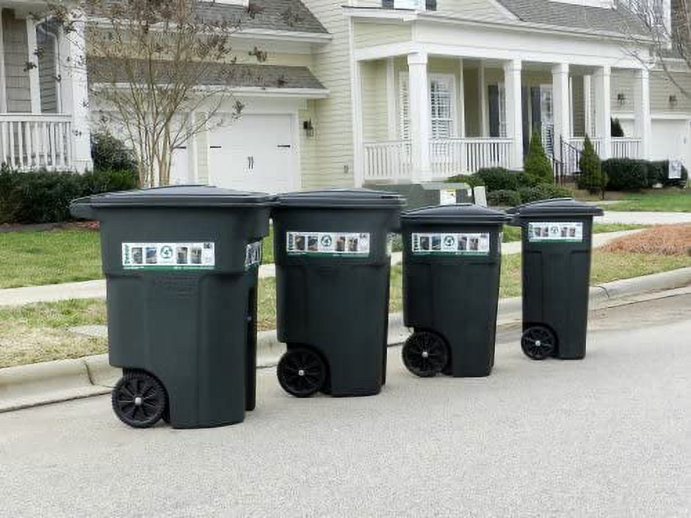 025596-R1GRS Residential Heavy Duty 2-Wheeled Trash Can with Attached Lid, 96-Gallon, Greenstone