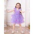 thumbnail image 4 of IBTOM CASTLE Toddler Girls Butterfly Birthday Dress Rainbow Tulle Formal Wedding Party Ruffle Tutu Dresses for Photo Shoot 2-3 Years Purple, 4 of 9